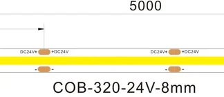 5M DC24V 8W DOT FREE COB LED STRIP IP20 (3K/4K)